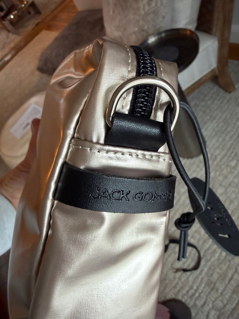 Jack Gomme Soft Metallic Crossbody Bag (soft gold/black) - Picture 4 of 13